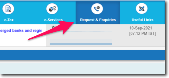 Click on Request & Enquiries in SBI Internet Banking Portal