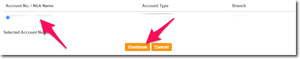 Select the Loan Account Number and Click on Continue