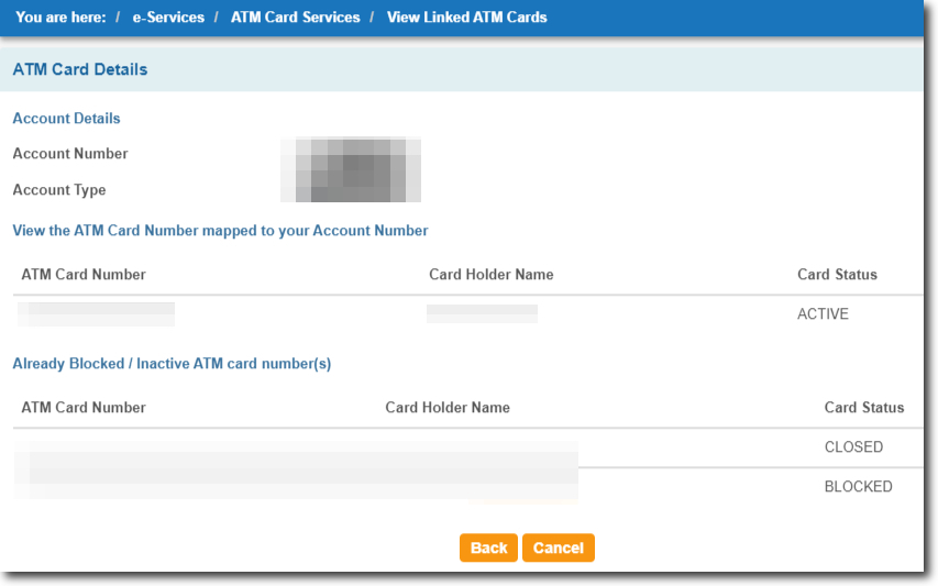 View the Details of All the Linked ATM Cards to Your SBI Account.