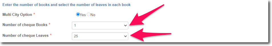 Choose the Number of Cheque Books and Leaves you Want from SBI