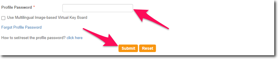 Enter Profile Password in SBI Online