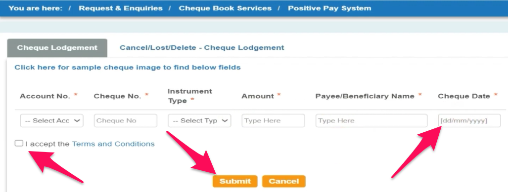Enter the Cheque Date and Payee Name