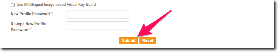 Enter your New Profile Password and Click on Submit button