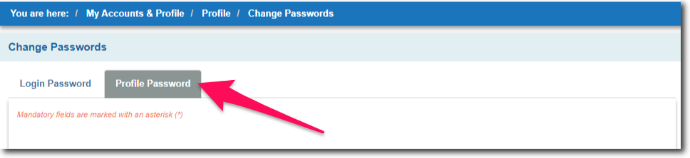 Select Profile Password Tab in SBI Online